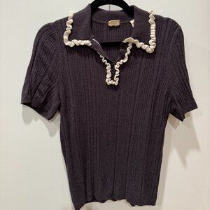 Levi's Short Sleeve Sweater with White Ruffle